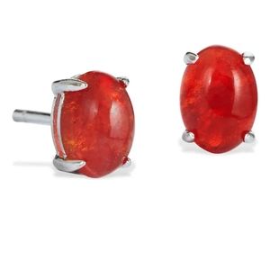 Sterling Silver Mexican Fire Opal Stud Earrings SAVVY CIE JEWELS